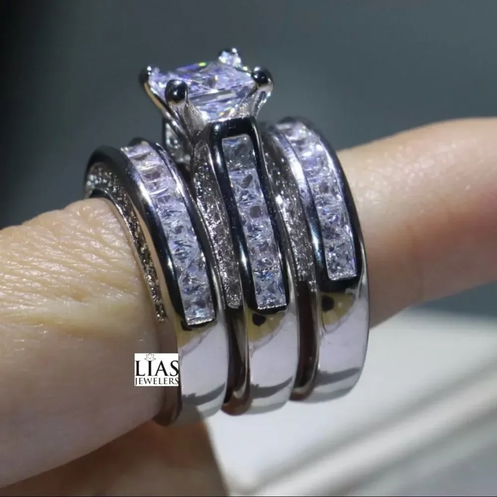 New 14k white gold wedding ring set